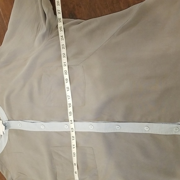 Soft Surroundings Gray 100% Silk Mandarin Collar Button Down Shirt - Picture 5 of 7